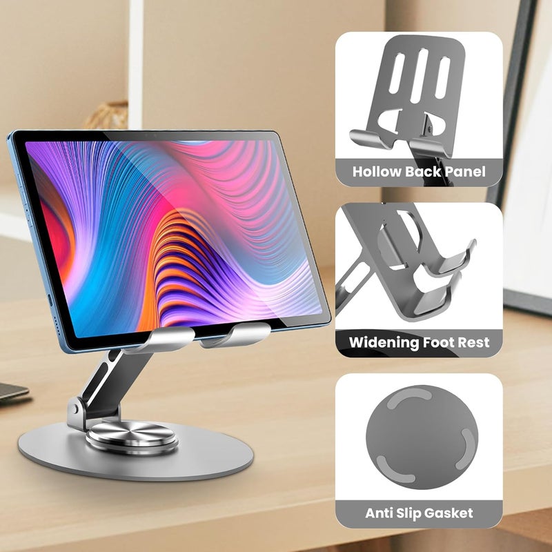 Lusosh 2PCS Cell Phone Stand, Multi-Angel Adjustable 360° Rotation Non-Slip Metal Phone Stand Compatible with iPone Android Smartphone and Tablet(Grey&Grey) - Image 5